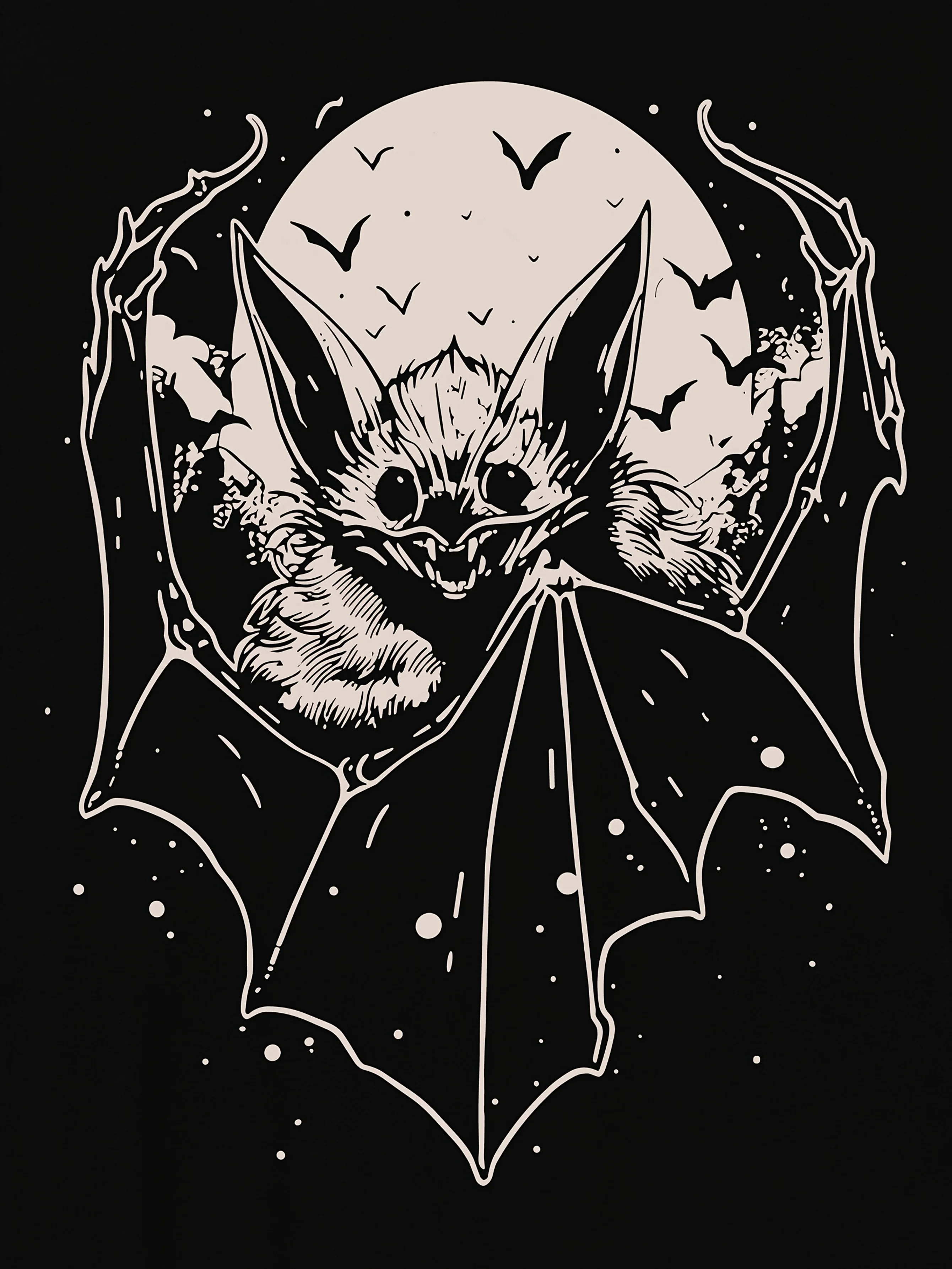 Gothic Bat Graphic T-shirt voor dames - Zwart casual T-shirt met ronde hals en uniek vleermuisontwerp, hoge stretchstof, perfect