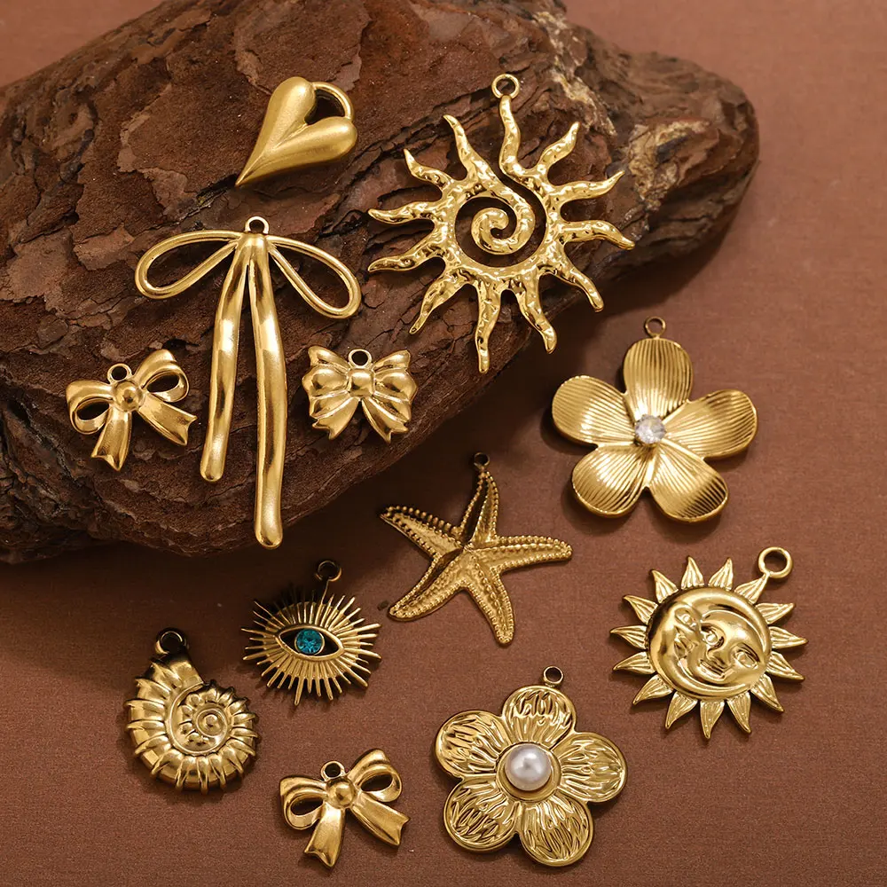 المعلقات الفولاذ المقاوم للصدأ DIY بها بنفسك امرأة القرط قلادة صنع المجوهرات الاكسسوارات زهرة الشمس القلب نجم البحر سحر موصل