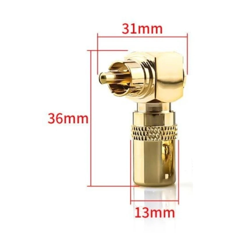 For Solder-free Gold-plated RCA Plug L-shaped Lotus Elbow AV Audio & Video Cable Signal Cable Plug Terminal