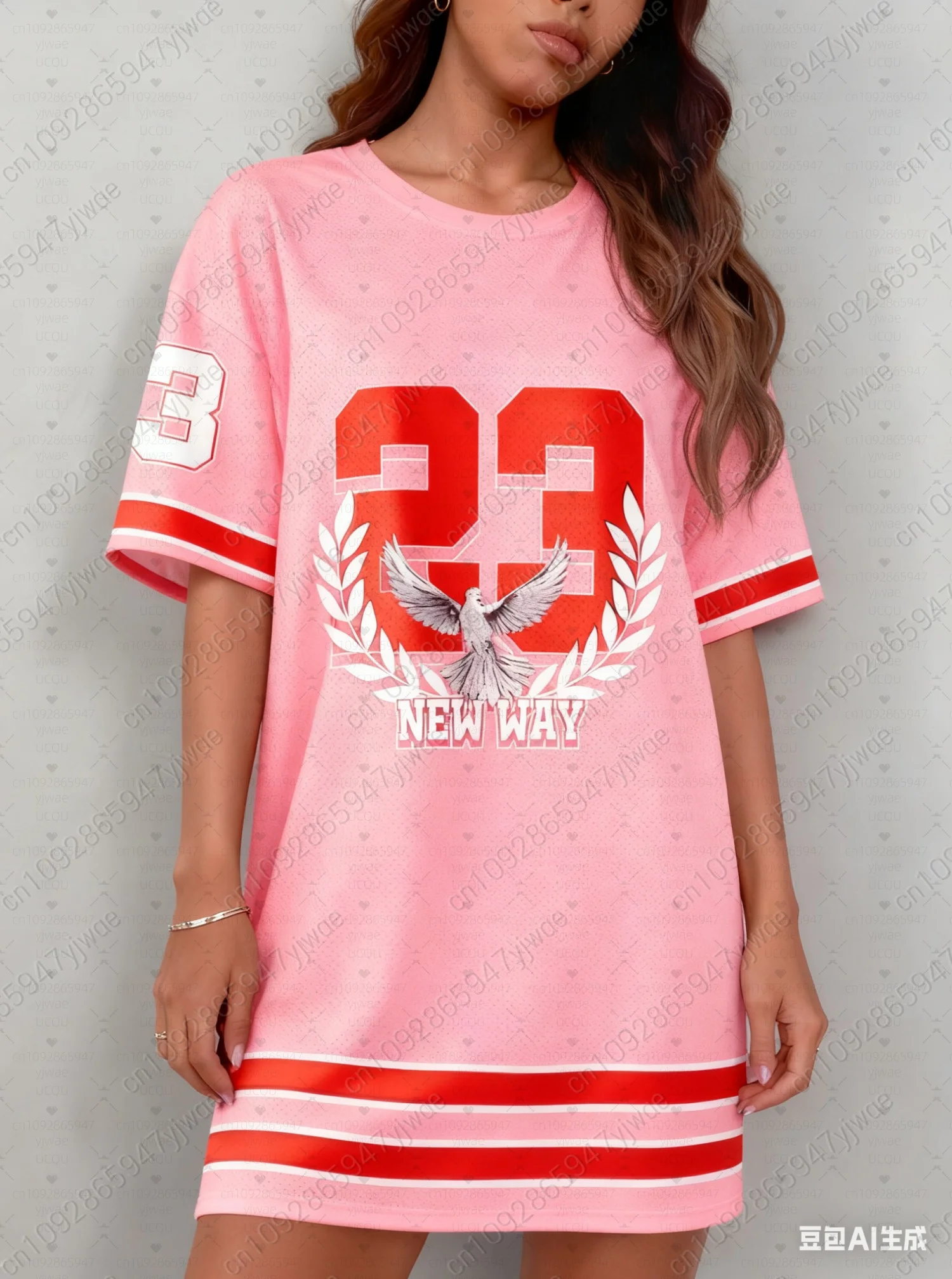 2025 Summer Women T-Shirt Dress New York No.23 Los Printed O-Neck Lady Short Sleeve Pullover Y2k T-Shirt Dresses Women Clothing