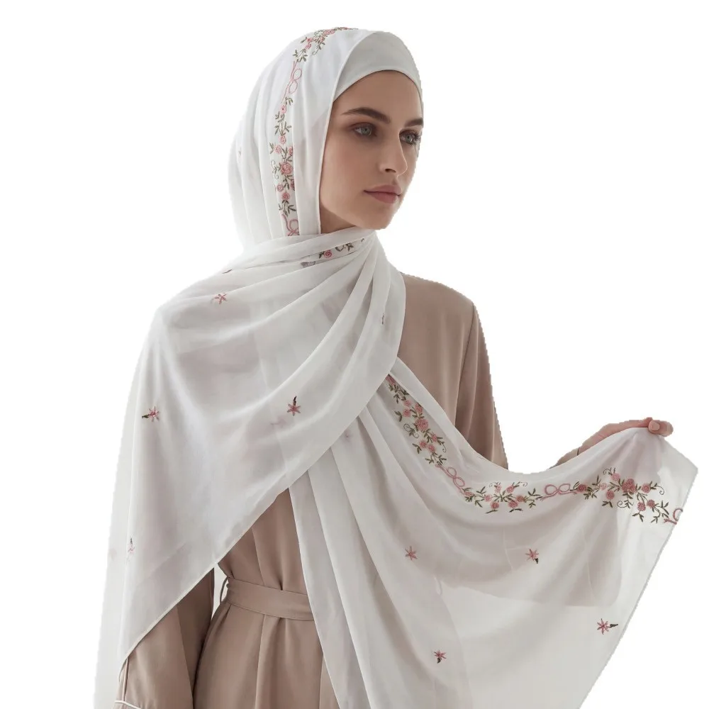 

1 luxury embroidered edge headscarf chiffon long scarf good-looking practical headscarf headscarf women