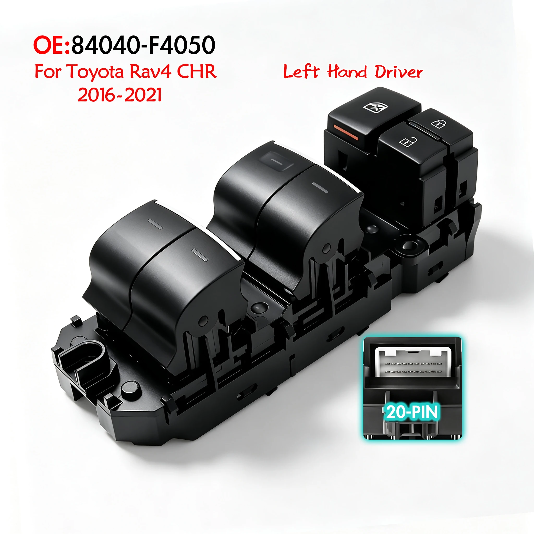 84040-F4050 For Toyota Rav4 CHR 2016-2021,Front Left Driver Side Electric Master Power Window Switch Lifter Control Button