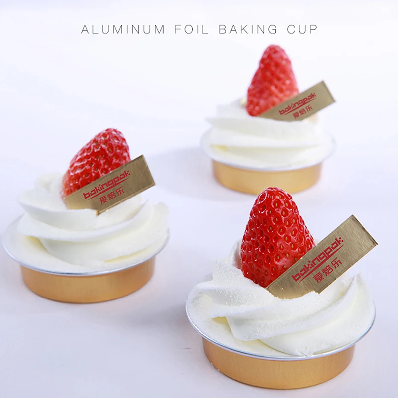 10Pcs 35ml Round Aluminum Foil Baking Mini Cake Pan Baked Pudding Baked Cheese Mousse Muffin Puff Cup Cake With Plastic Lid