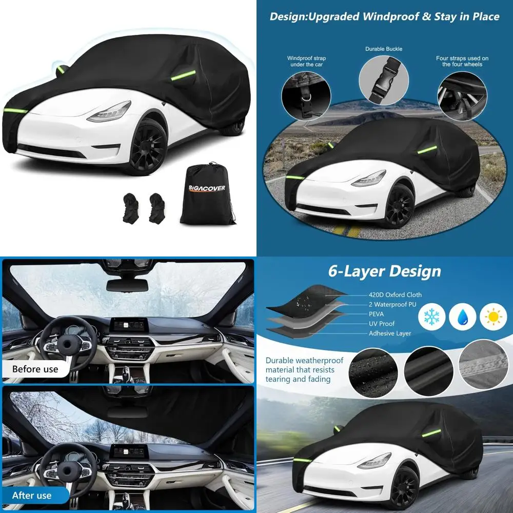

Waterproof Heavy-Duty Car Cover for All Weather Protection, Hail and Wind Resistant, Long-Lasting with Custom Fit