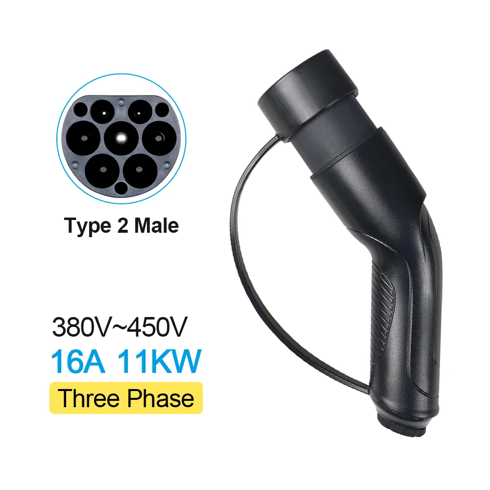 16/32A 3.6/7.2/11/22KW Type 2 EV Charger Plug Adapter IEC 62169 Mannelijke/Vrouwelijke Voor Laadstation En Elektrische Voertuig Connector
