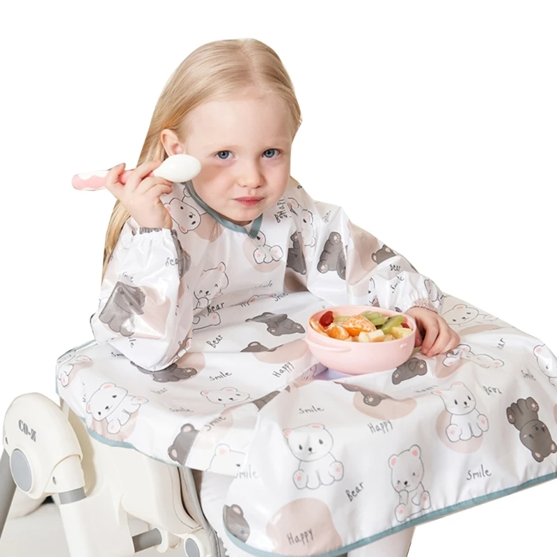 Baby Long Sleeved Bib Toddler Dining Chair Bib Self Feeding Food Bib Highchair