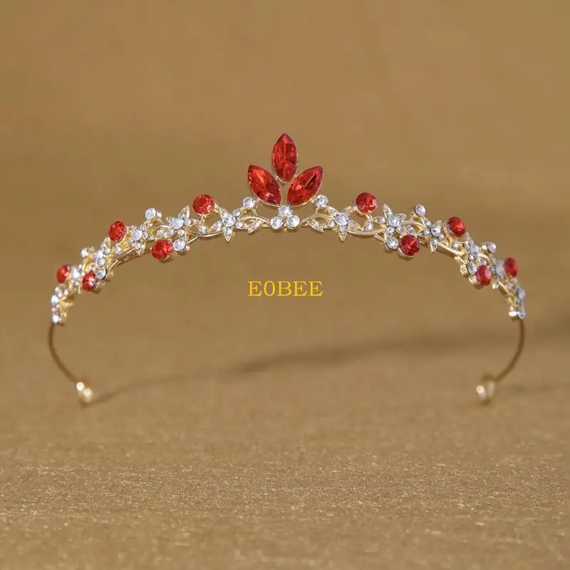 E0BE Girls Royal Crown مع أحجار الراين المتلألئة المجوهرات الأنيقة مثالية لحفلات الزفاف والحفلات ذات الطابع تحت عنوان #4