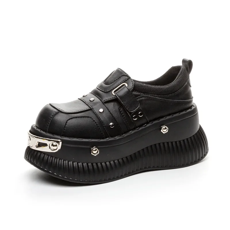

Platform Shoes Women's New Leather Dark Small Leather Shoes Increase 8 CM Punk