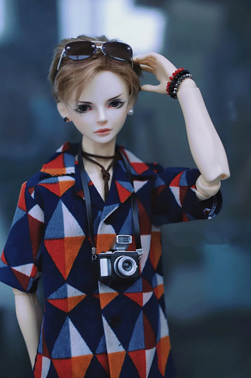 BJD doll coat fits with 1/3 1/4 Uncle Size top Casual suit collar vintage vintage short sleeve shirt doll accessories