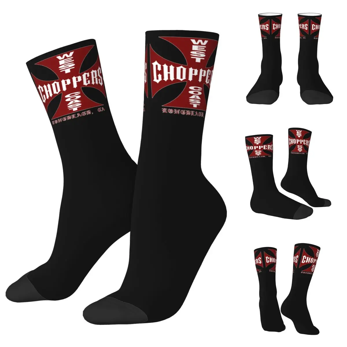 3D printing cosy Unisex Socks,Windproof West Coast Choppers Cross Frame Interesting Four Seasons Socks