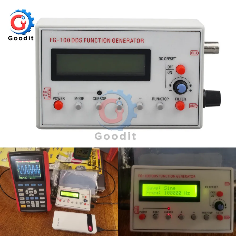 

DDS 1HZ-500KHZ Functional Signal Generator Sine Triangle Square Frequency Sawtooth Wave Waveform 3.0-4.9 Inches audio generator