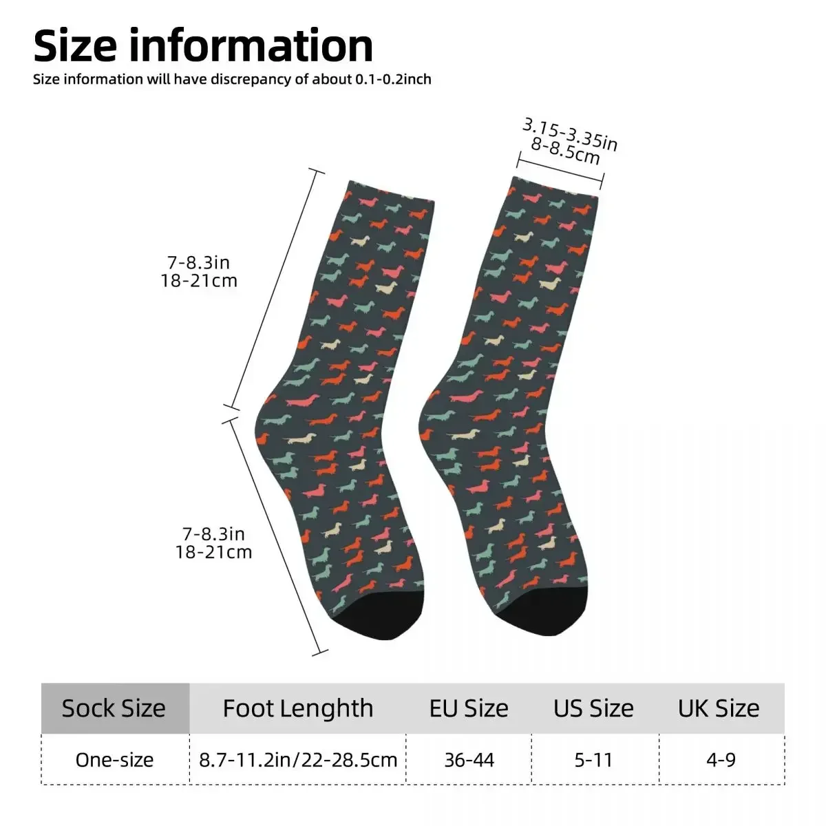 Wirehaired And Smooth Coated Wiener Dogs Socks Harajuku Sweat Absorbing Stockings All Season Long Socks for Unisex Gifts