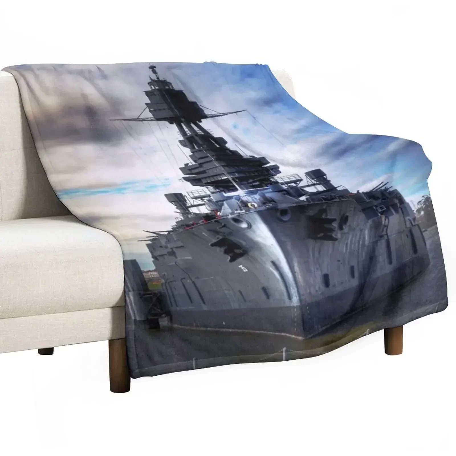 Battleship USS Texas Throw Blanket Thermals For Travel Flannels Bed linens Blankets