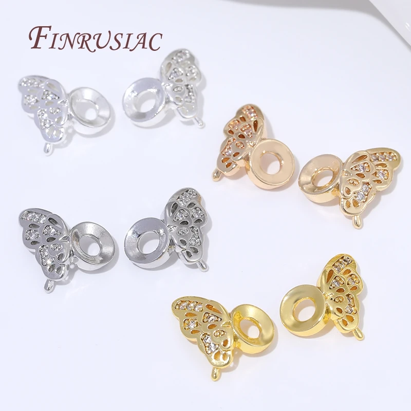 18K Gold Plated Zircon Butterfly Beads For Bracelets Accessories,Metal Separator Beads,Spacer Beads DIY Jewelry Making Supplies