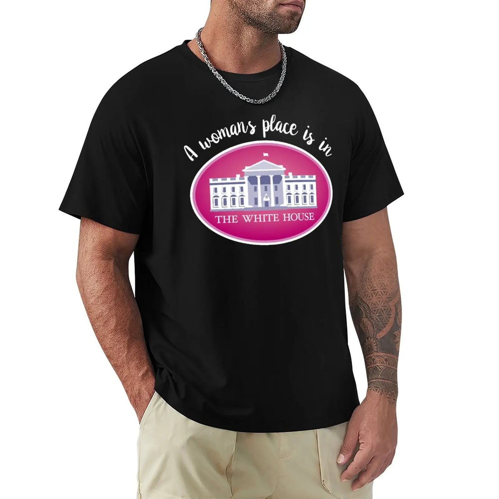 A woman's place is in the White House T-Shirt Vintage Print Crew Neck Tee