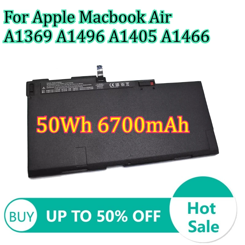 A1405 50Wh 6700mAh For Apple Macbook Air A1369 A1496 A1405 A1466 Laptop Batteries