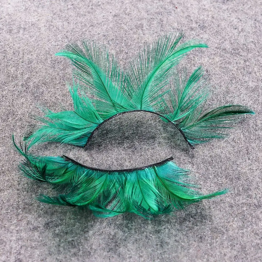 Halloween Costume Eyelash Extension Feather Eyelashes Feather False Lashes Green Extra Long Masquerade