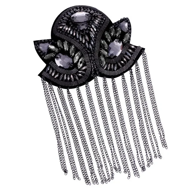 Handmade Beaded Epaulette for Clothes Punk Coat Suit DIY Fashion Tassel Badge Epaulets Shoulder Patches Appliques