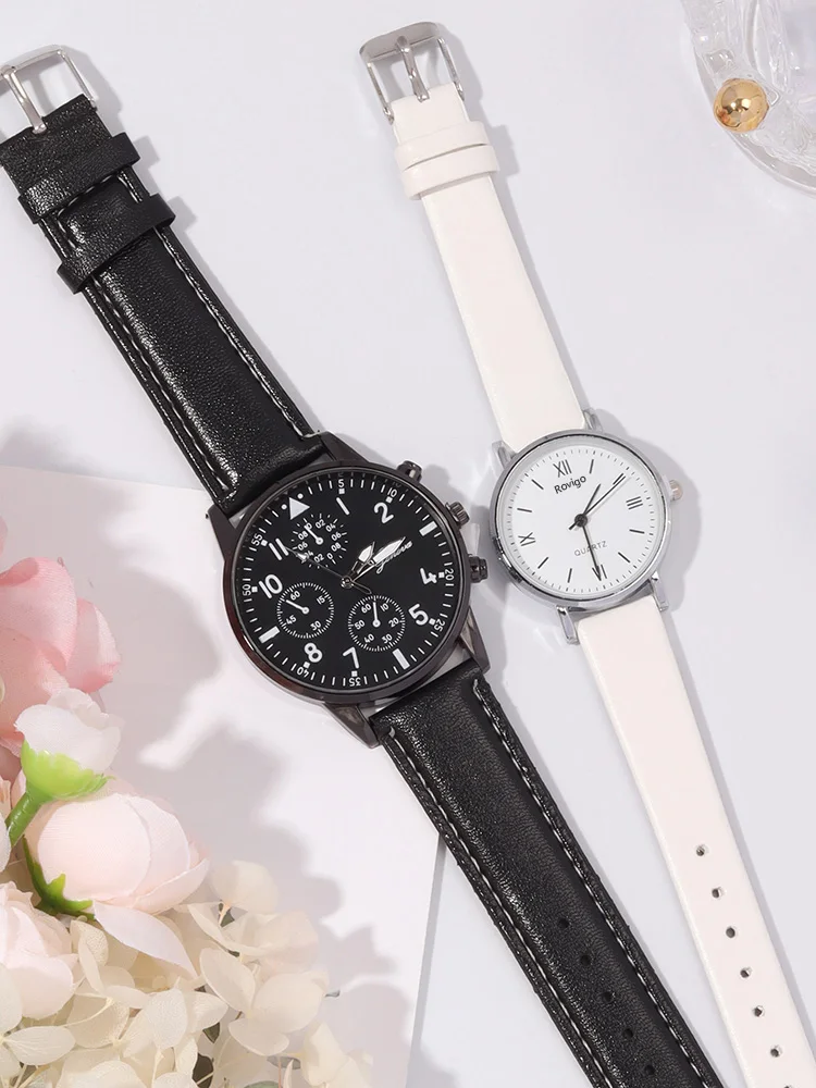 4pcs Minimalist Casual Fashion Wristwatch, Student Strap, Quartz Watch, Male and Female Couple Watch, Couple Necklace