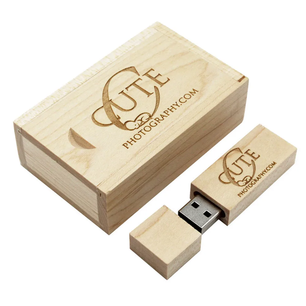 Chiavetta USB in legno di noce di bambù carbonizzato + scatola LOGO 4 GB 8 GB 16 GB 32 GB 64 GB USB 2.0 regalo fotografico U