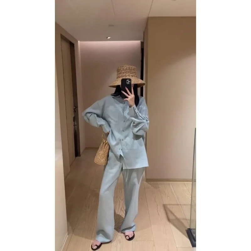 Old Money Wind Shirt Set Women's Spring and Summer 2026 Leisure Vacation Lazy Wind Loose Sunscreen Two-piece Set