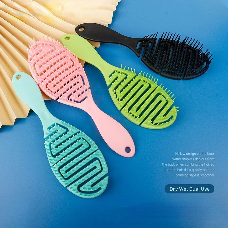 Hollow S-shaped Scalp Massage Comb Womens Household Wet Dry Long Hair Curly Hair Styling Comb Anti-detangling Hairdressing Brush