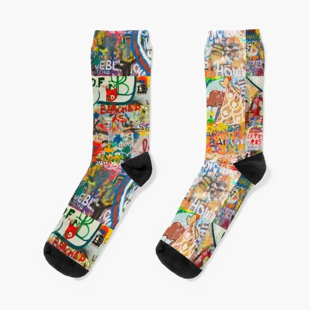 

Graffiti Wall - painted abstract painted pattern street art Socks cotton Children's Boy Socks Women's