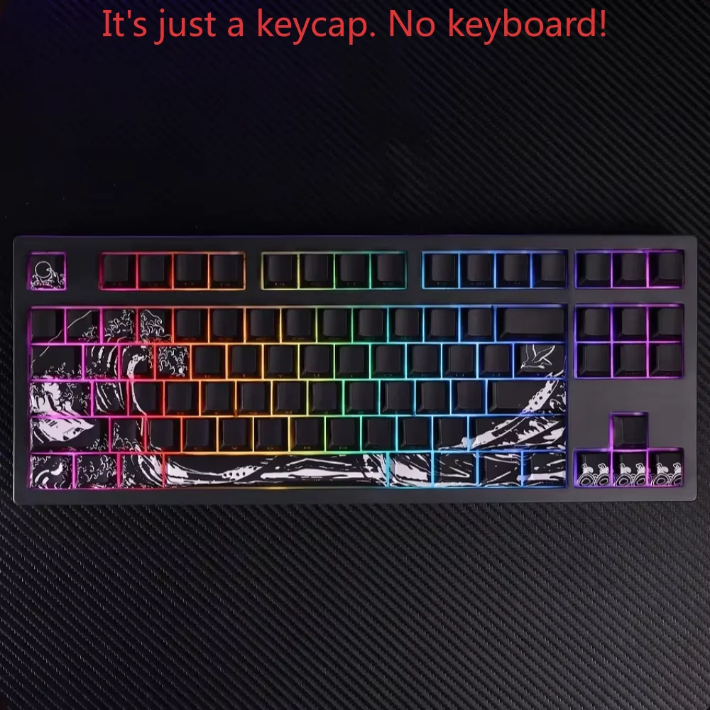 Translucent Mechanical Keyboard, Side Engraved Keycap Set, Translucent Personalized PBT, Painted, Cherry, 128 Keys