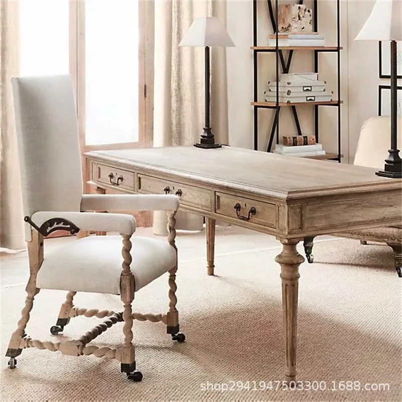 American carved oak computer table retro writing table