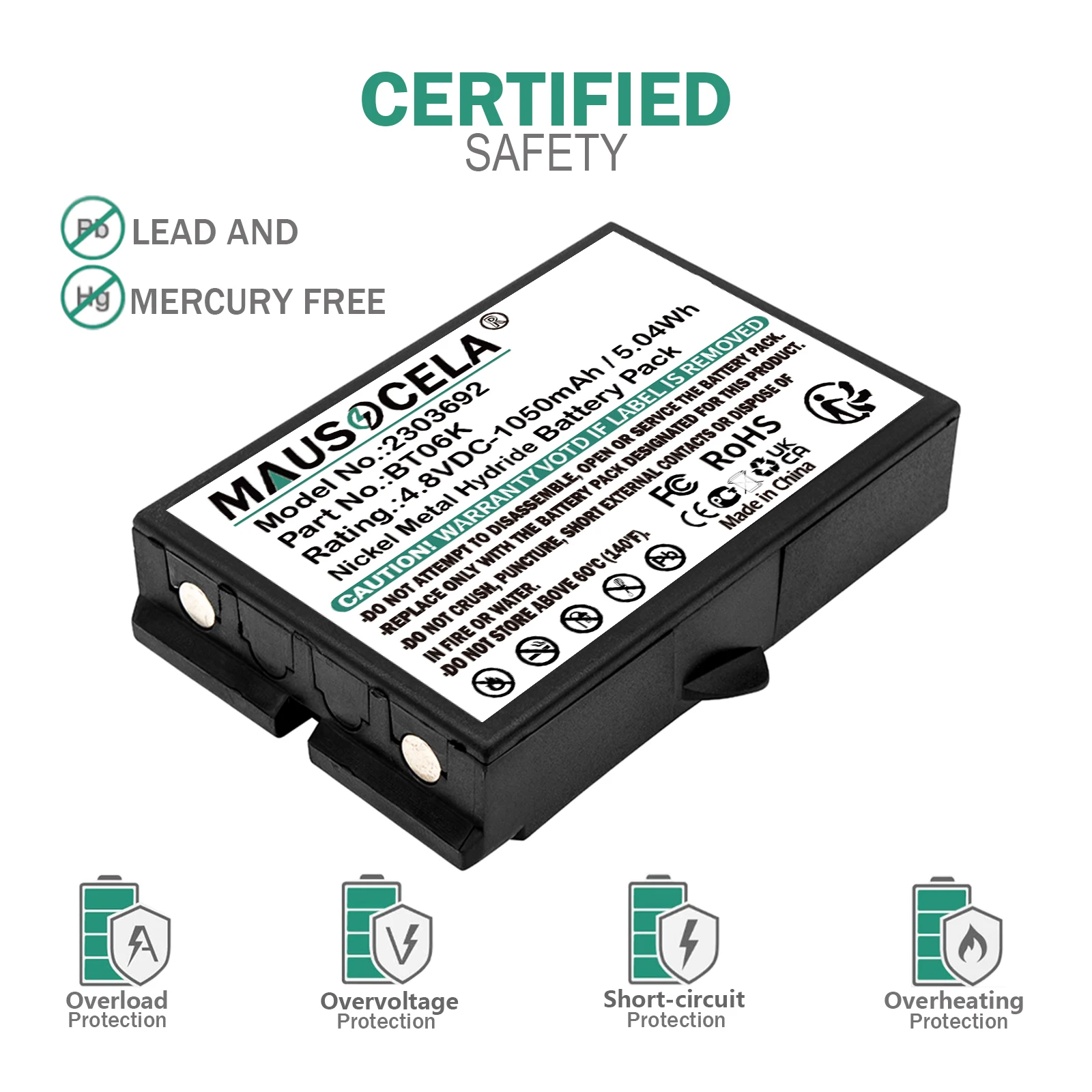 1050mAh Battery For IKUSI:2303692,BT06K,T70 1 ATEX,T70-2,T71,TM70 range,TM70/1,TM70/2,RAD-TS,RAD-TF transmitters,TM70/iK2.13B JS