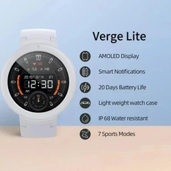 Amazfit Verge Lite Smart Watch Global Version With AMOLED Display Screen GPS IP68 Waterproof 24Hour Instruction 98new Nobox