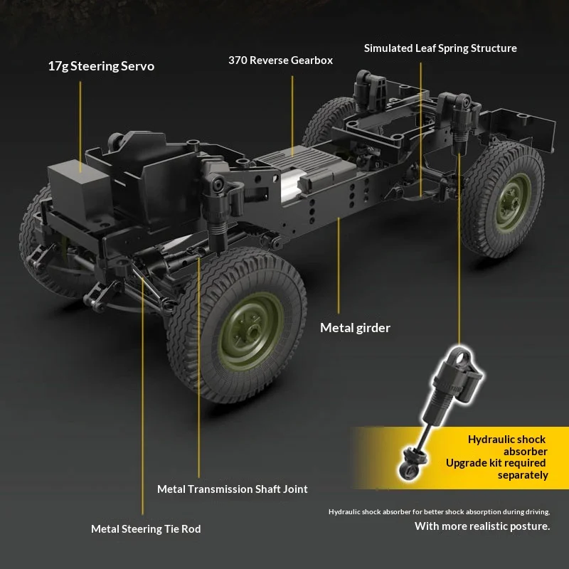 WPL C104 Uaz452 RC Crawler 4WD Off Road Climbing Truck with Powerful 370 Motor 2.4Ghz Remote Control RC Car Ideal Christmas