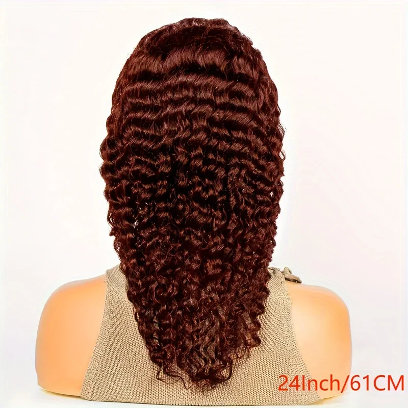 30 Inch Reddish Brown Deep Wave Frontal Wig 13X4 Lace Frontal Wig Colored Deep Wave 13x4 Lace Front Human Hair Wigs For Women