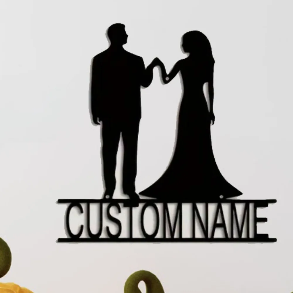 

Gorgeously Exquisitely Customizable Metal Wedding Sign Showcasing Bride and Groom Names Suited As A Romantic Gift
