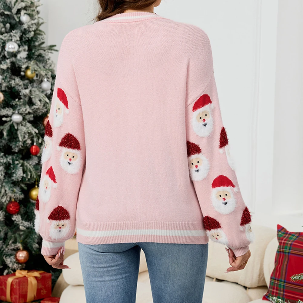 سترة عيد الميلاد غير الرسمية سترة مفتوحة المرأة أزياء Transoceanic الأزهار التطريز محبوك أعلى عيد الميلاد تريكو