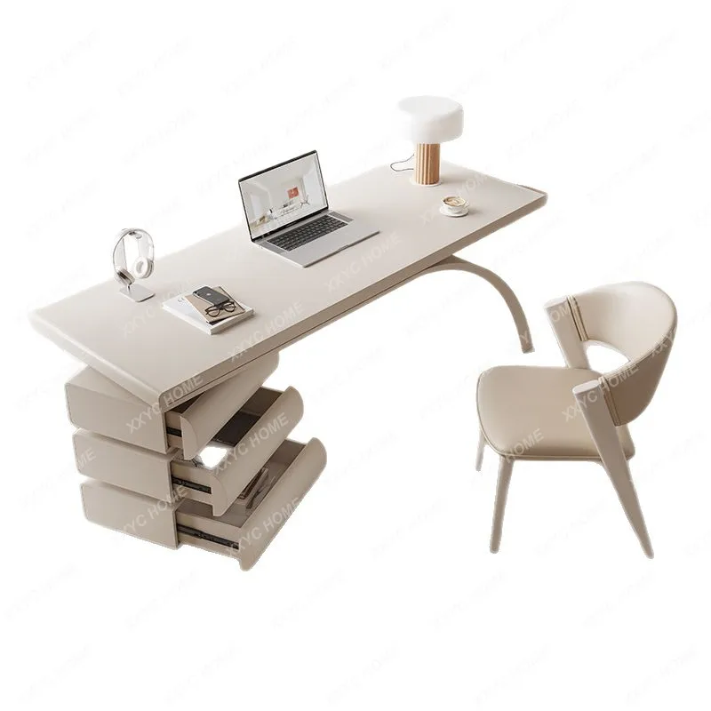

MC Cream style desk Small apartment household light luxury modern simple solid wood writing desk