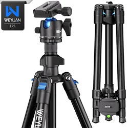 64 Inch Flexible Tripod for Camera Mobile Phone Travel Professional Camera Tripod Stand Metal 36mm Ball Head Quick Release Plate