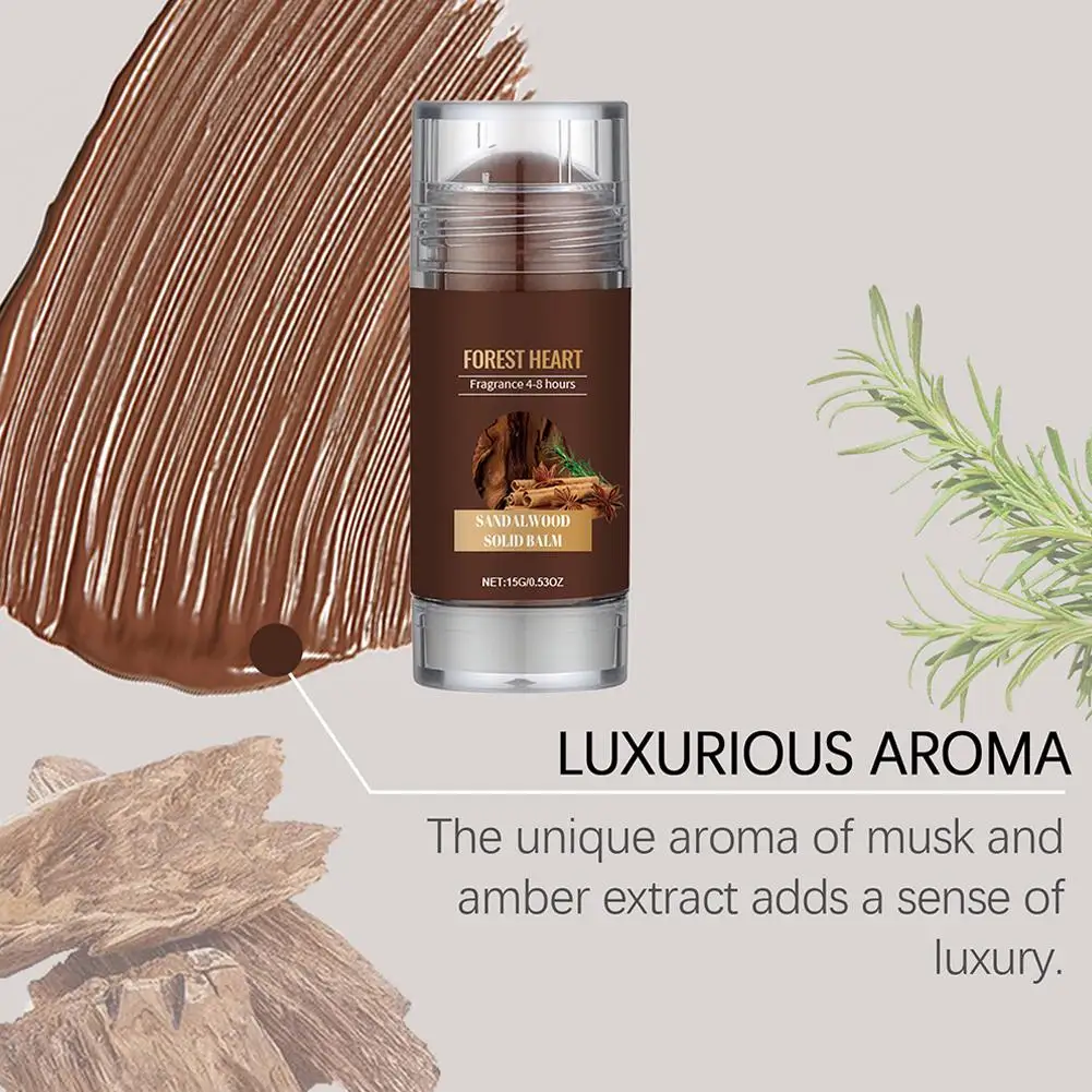 3pcs Sandalwood Perfume Solid Balm Woody Light Perfume Long Lasting Charming Attraction Natural Fragrance Deodorant Solid Stick