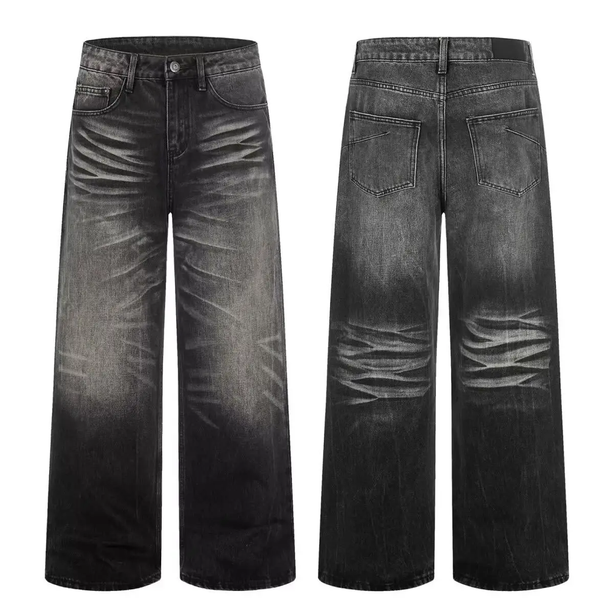 

Retro American Cleanfit Jeans Casual Loose Wide Leg Jeans Men Women Straight Tube Pants Daily Wear Cotton Polyester