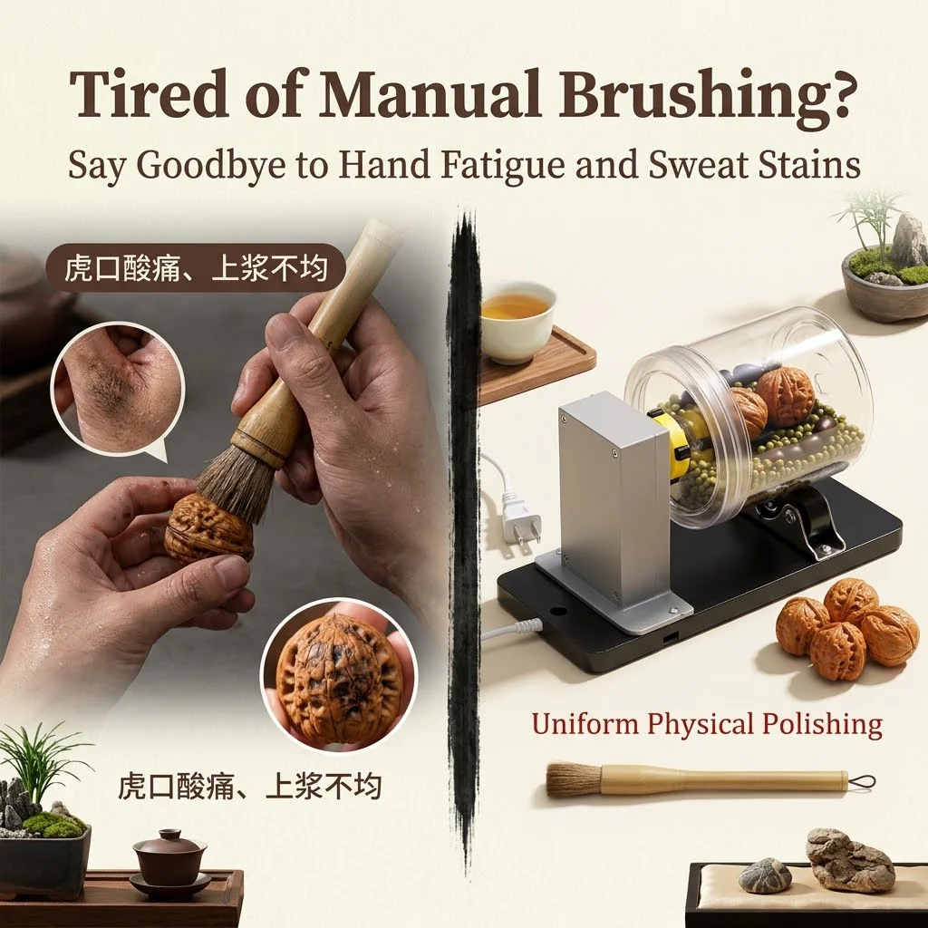 Small decorative bead tumbler polishing machine, adjustable speed, quiet, automatic ceramic hanging polisher
