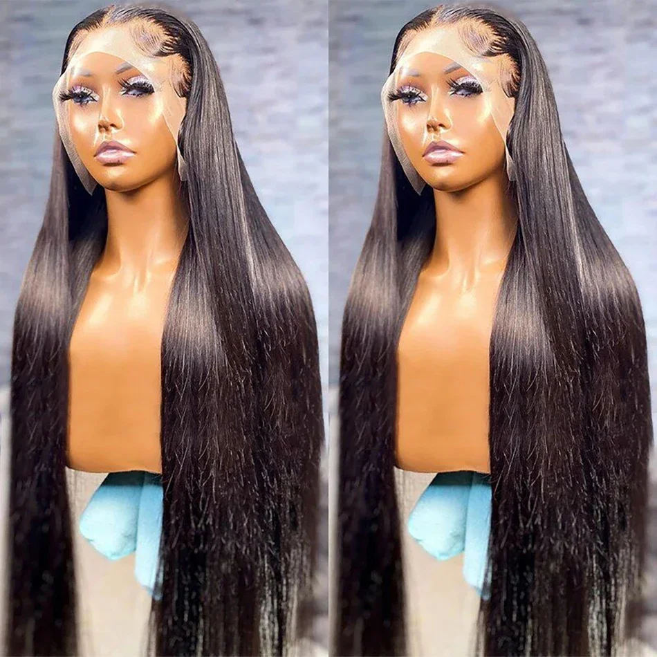 Brazilian 30 40 Inch Bone Straight 13x4 Lace Front Human Hair Wigs 250 Density HD Transparent Lace Frontal Hair Wig For Women