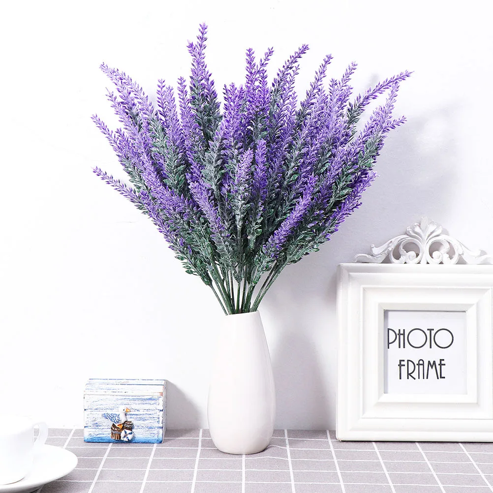 

6Pcs Artificial Purple Lavender Flocked Bouquet for Wedding Engagement Valentine Decoration Photo Props Flower Cake Gift