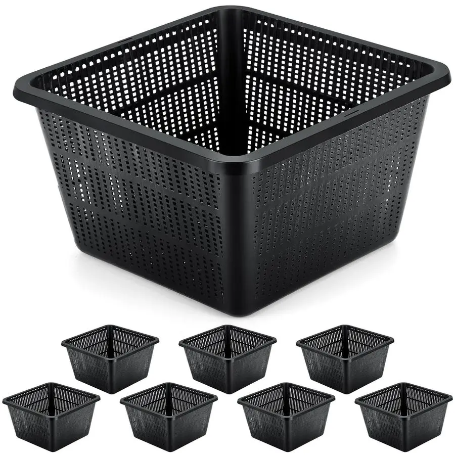 

Pcs Aquatic Plant Baskets for Hydroponics Water Garden Plant Pots Black Plastic Mesh Basket 9 x 9 x 5.2 Inch Square Pond Contain