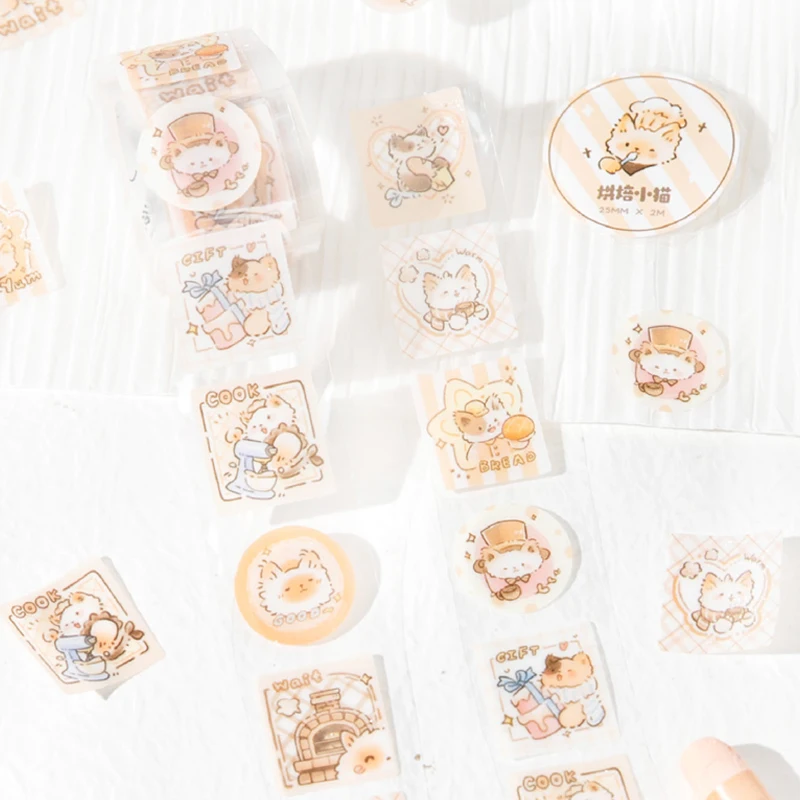 Mr.Paper, Cute Animal Cutting Masking Tape 1 roll Kawaii Cat Sparkling PET Tape Stickers Home Handbooks Scrapbook Decoration view 6