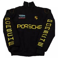 Supercar Endurance Race Racing Sweater Cotton Jackets Mens Black Windproof Keep Warm Embroidery Logo Zipper Black