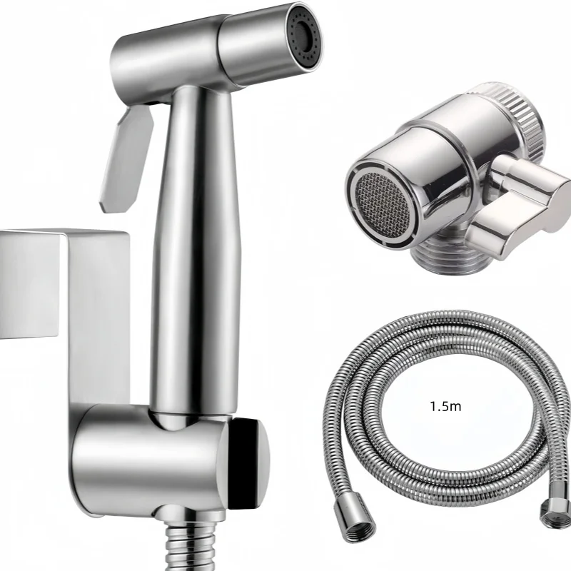 

Toilet hand spray kit, stainless steel shower and diaper spray with faucet divider, hose and toilet connection or wall mounted