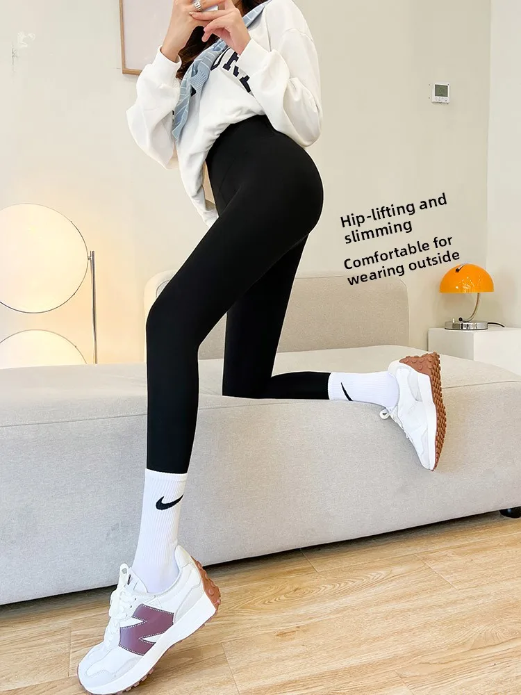 Women's ark Base Layer Pants High Waist Yoga Trousers Thiened Fce Nine Points Tight Fit Winter Casual Pants