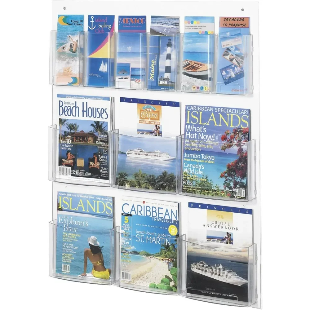 XMSJ Literature Display, 6 Magazine And 6 Pamphlet, Clear,display Stands