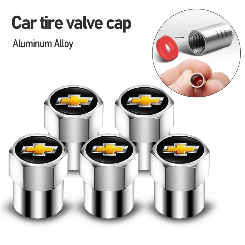 4 Peças Tampas de Válvula de Pneu com Emblema Automotivo e Proteção Contra Poeira para Chevrolet Tracker Trax Aveo Impala Spark Tahoe Epica Nubira Malibu