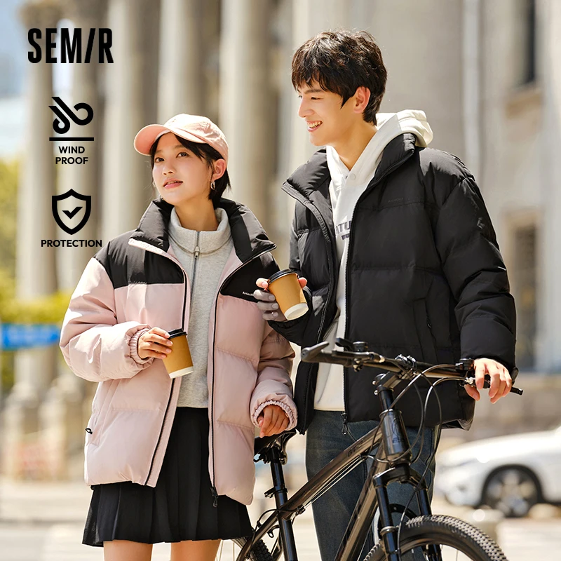 Semir أسفل سترة الرجال النساء 2024 جديد الشتاء يندبروف مقاوم للماء ملابس خارجية زوجين سترة منفوخة الملابس الباردة واقية